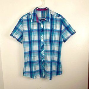 Kuhl Womens Plaid Light Polyester Button Down Shirt